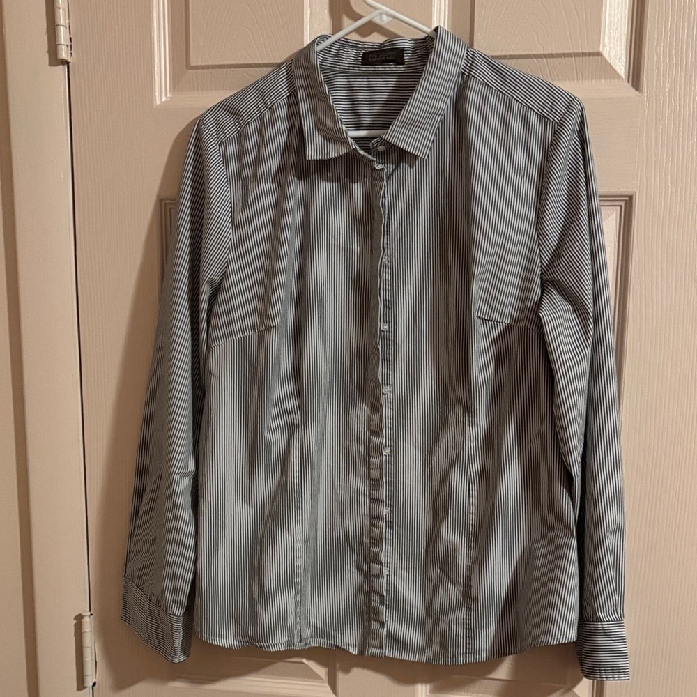 The Limited Black and White Striped Button Down Shirt